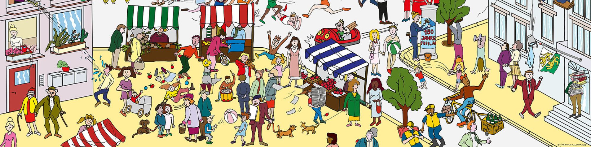 Marktplatz im Comic-Stil